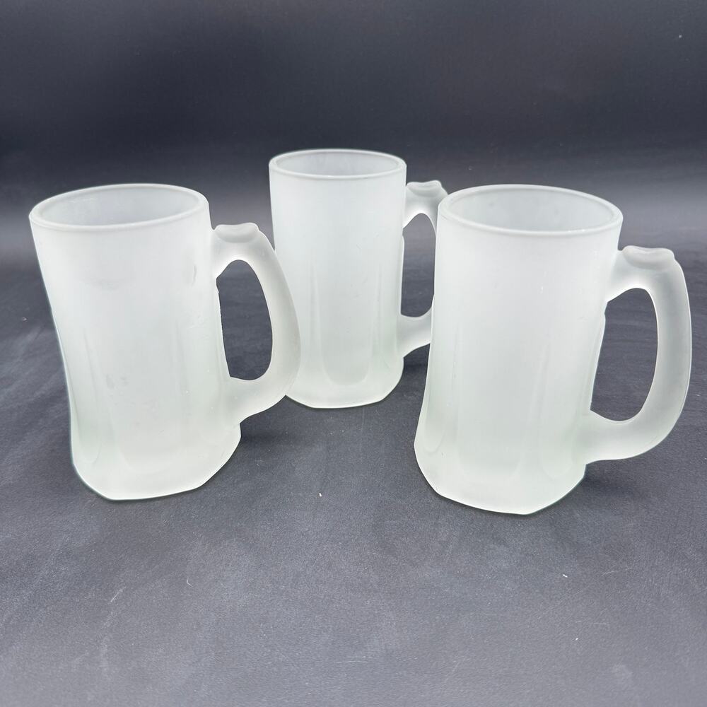 Vintage Frosted Mugs Set of 3 5.5" Tall